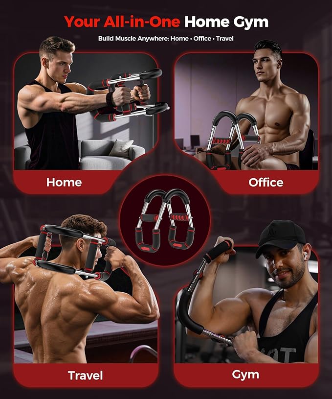 Twister Arm Trainer, Adjustable 5 Resistance Levels (40-130 lbs) Chest & Arm Workout Equipment for Men & Women, Ergonomic Home Gym Strength Trainer with Anti-Slip Handles & Carry Bag