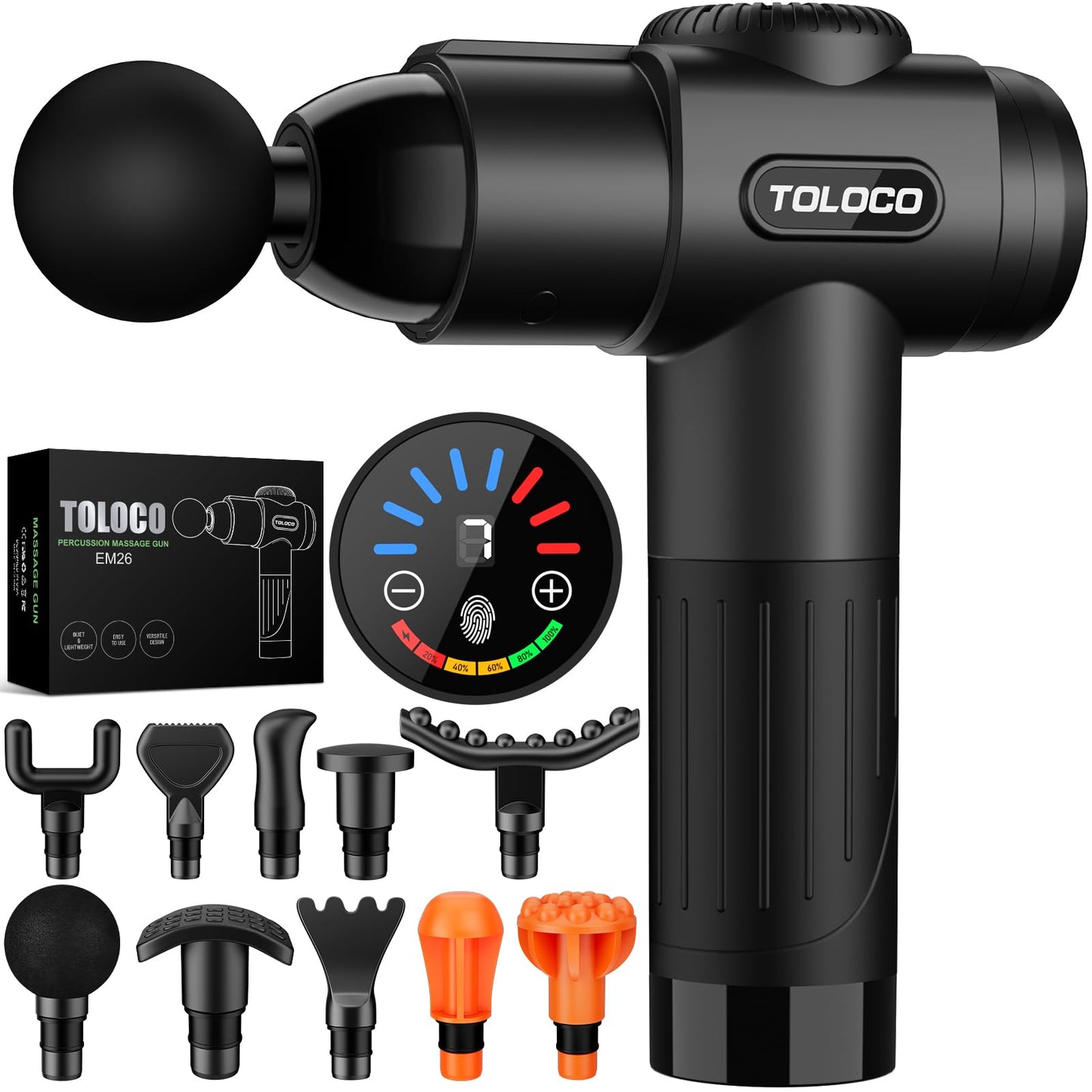 TOLOCO Massage Gun, Deep Tissue Back Massage for Athletes for Pain Relief, Percussion Massager with