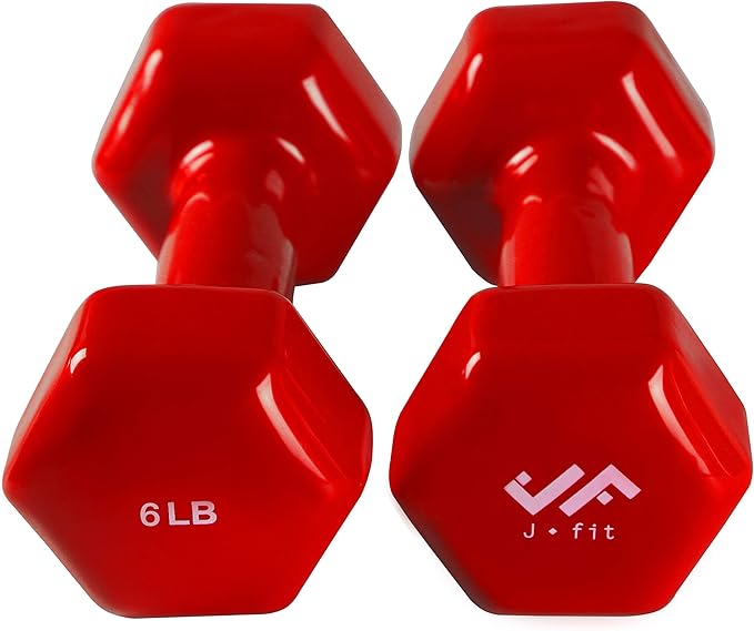 JFIT Dumbbell Pairs or Sets – Neoprene & Vinyl Coated Hand Weights for Home Gym, Strength Training, Aerobics, Cardio Exercise and Fitness