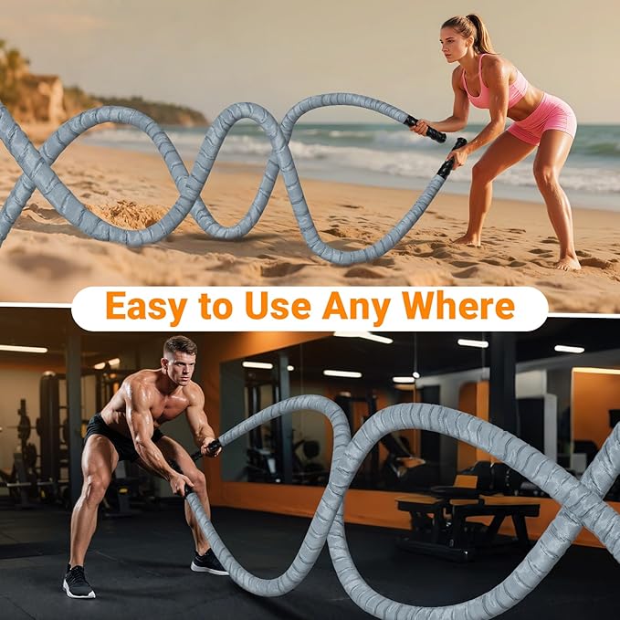 Battle Rope 1/1.26/1.5/2 Inch Diameter,Pink 30FT/40FT/50FT Exercise Workout Ropes for Home Gym Heavy Weighted Training Rope for Working Out