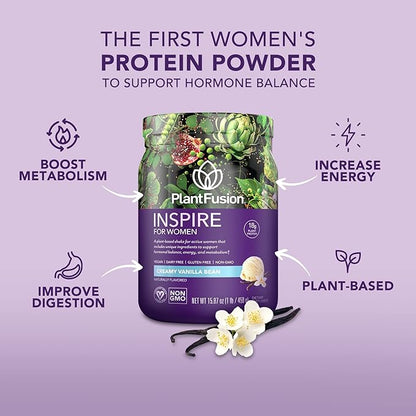 PlantFusion Inspire Plant Protein Powder for Women - Low Carb Protein Powder for Lean Muscle Support - Keto, Gluten Free, Soy Free, Non-Dairy, No Sugar, Non-GMO - Rich Chocolate 1 lb