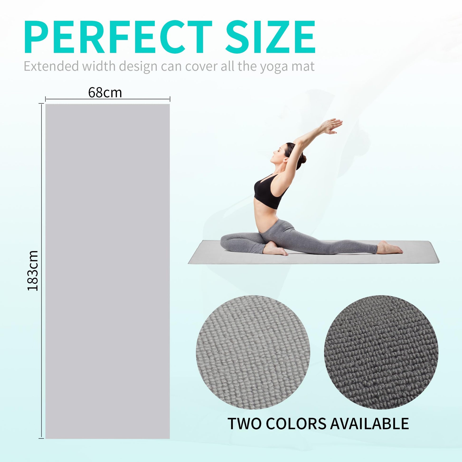 IFWIND 2 Pack Yoga Mat Towels with Grip Dot,Anti-Slip Hot Yoga Towel,Absorbent Microfiber Sweat Mat