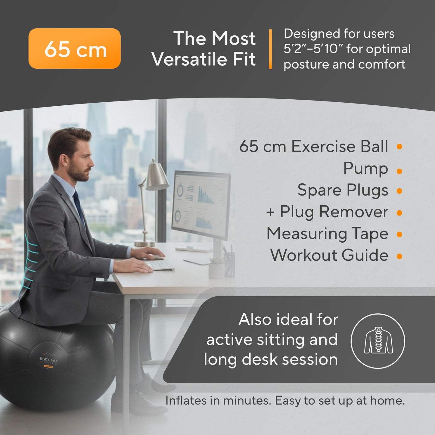 MANTRA SPORTS Exercise Ball – Yoga Ball for Pilates & Fitness - Birthing for Pregnancy, Stability