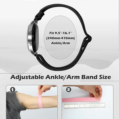 2 Pack Elastic Ankle/Arm Watch Bands Compatible with Garmin Venu 3/Venu 2/Vivoactive 4, Garmin Forerunner 570 47mm/265/255/255 Music, 22mm Sport Nylon Replacement Strap for Amazfit GTR 4/3/2