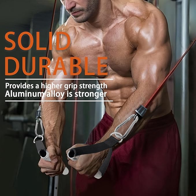 2Pack Upgraded Heavy Duty Exercise Handles for Cable Machine, Aluminum Alloy Gym Handles for Power Rack Attachments, Resistance Band with Cable Crossover System&Triceps Pushdown