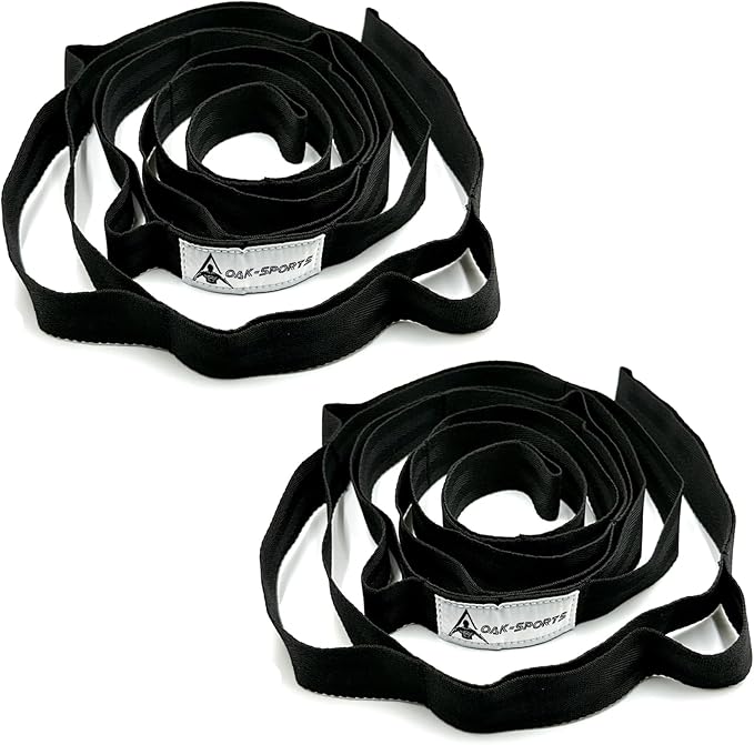 Stretching Strap Yoga Strap with Loops, Stretch Straps for Physical Therapy, Non-Elastic Exercise Strap for Pilates, Dance and Gymnastics with Workout Guide