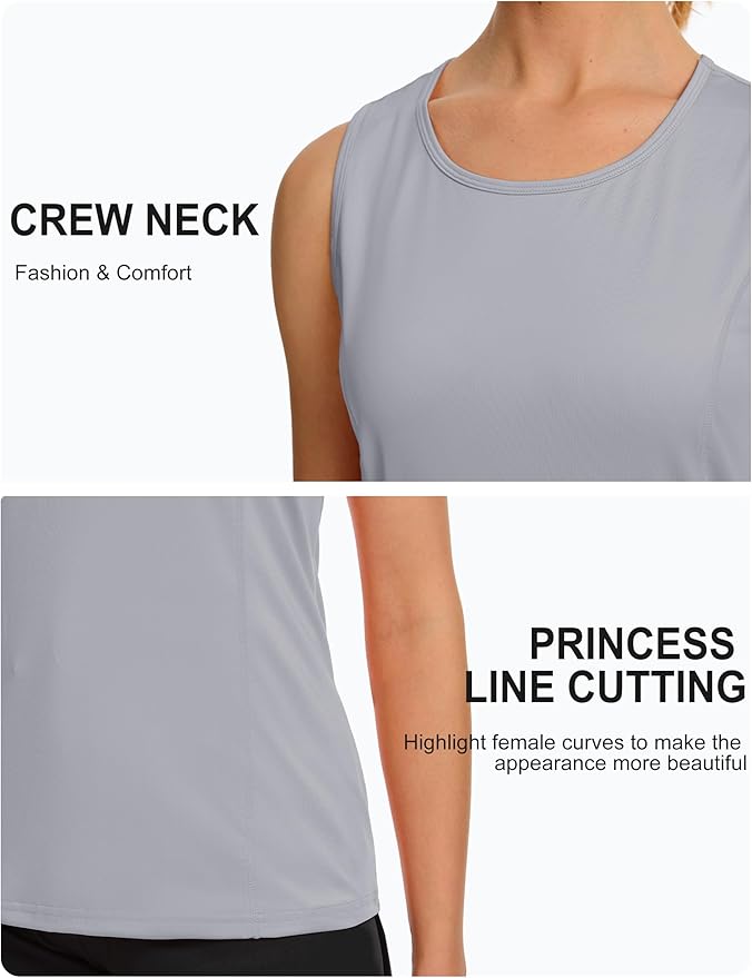 TACVASEN Women's UPF 80+ Workout Tank Top Sleeveless Quick Dry Sun Protection Hiking Athletic Gym Yoga Running Shirts