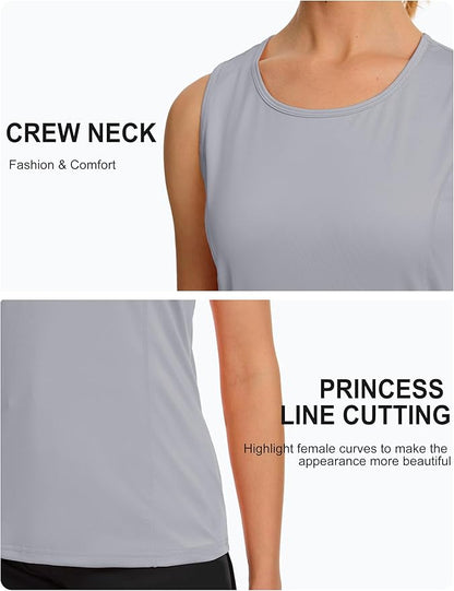 TACVASEN Women's UPF 80+ Workout Tank Top Sleeveless Quick Dry Sun Protection Hiking Athletic Gym Yoga Running Shirts