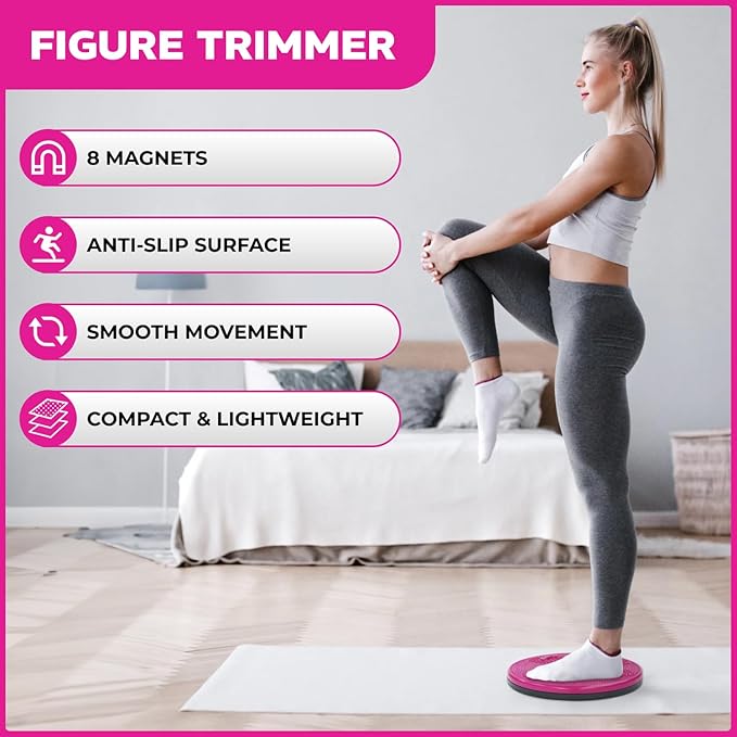 Daiwa Felicity Figure Trimmer Ab Twister Board - Waist Twister Machine for Core & Abs Exercise - Waist Twisting Fitness Tool, Dizzy Disc Twist Board for Slimming Workout with 8 Magnets Reflexology