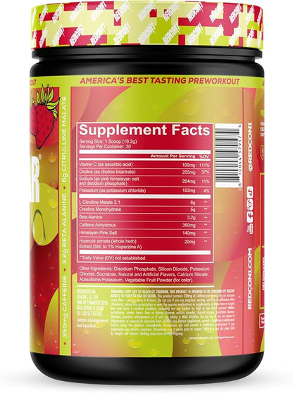REDCON1 Total War Reloaded Pre Workout, Strawberry Kiwi - Creatine, Beta Alanine + L-Citrulline Malate Keto Friendly for Men & Women with 350mg of Caffeine - Fast Acting (30 Servings)
