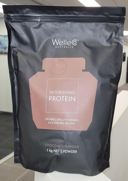 WelleCo, Nourishing Protein, Premium Organic Sprouted Brown Rice & Pea Protein, Chocolate Flavour, 300g (10.5oz) Pouch