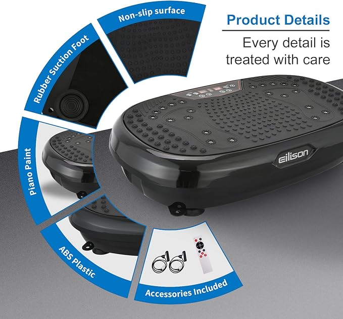 EILISON FitMaxx 3D XL Vibration Plate Exercise Machine - Whole Body Workout Vibration Platform w/Loop Bands - Lymphatic Drainage Machine for Weight Loss, Shaping, Wellness, Recovery