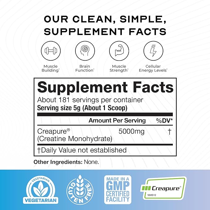 Muscle Feast Creapure Creatine Monohydrate Powder, Vegan Keto Friendly Gluten-Free, Mass Gainer, Muscle Recovery Supplement and Trusted Creatine for Muscle Growth, Creatine Powder, Unflavored, 2lb