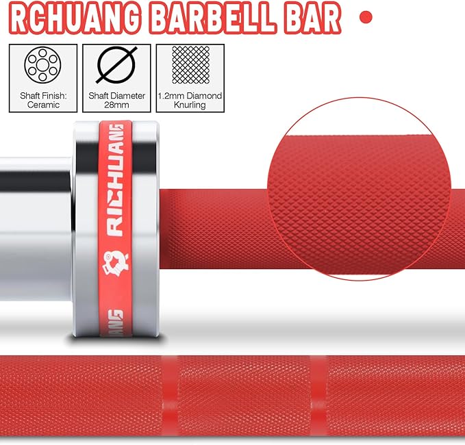 7ft Olympic Barbell, Weightlifting Barbell 28mm 45lb - 500/700/1000lbs Capacity with Smooth Spinning Sleeves, Olympic Bar Fits 2" Olympic Plates, for Snatch Clean Jerk - Home Gym Training