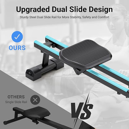 Dripex Rowing Machines for Home Use, Rowing Machine Magnetic Rower, Max 350 LBS, 16 Levels of Workout Resistance, Dual Slide Rail, Bluetooth App Compatible, LCD Monitor, Row Machine for Gym Exercise