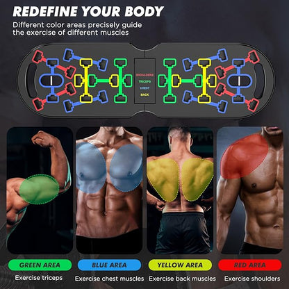 Portable Home Gym Workout Equipment, Push Up Board, Pilates Bar & Fitness Accessories with Resistance Bands for Upper Body Strength Training Full Body Workout at Home