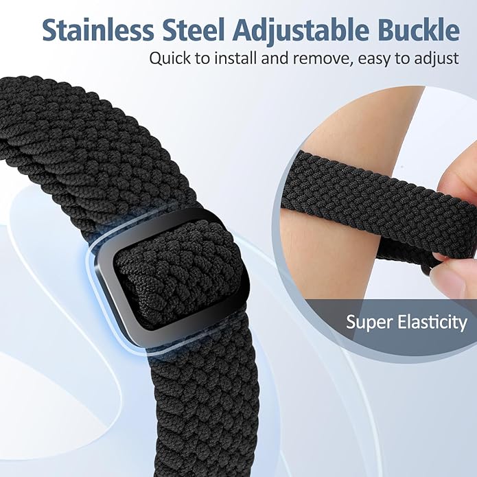 Elastic Braided Bands Compatible with Fitbit Charge 5/Fitbit Charge 6 for Women Men, Breathable Adjustable Stretchy Nylon Loop Sport Replacement Wristbands for Fitbit Charge 6 Charge 5 Straps