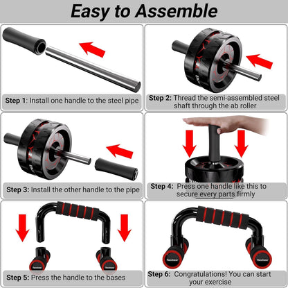 Readaeer Ab Roller Wheel, Ab Exercise Wheels Kit with Ab Roller, Resistance Bands, Knee Mat, Jump