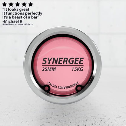 Synergee Regional Olympic 20kg Men’s and 15kg Women’s Hard Chrome & Black Phosphate Barbells. Rated 1500lbs for Weightlifting and Powerlifting.