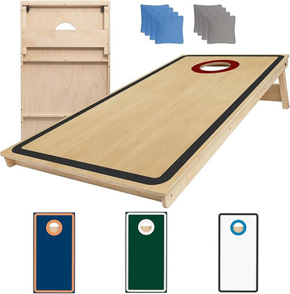 Cornhole Board Set - No Bounce,Regulation Size 4x2 ft,Made of 1/2" Pine Plywood,UV Printing Includes 8 Bean Bags and 2 Cornhole Boards,Perfect for Outdoor Games and Gatherings
