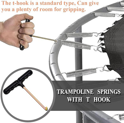 3.7'', 6.5'', 7'' Trampoline Springs,16pcs Heavy Duty Stainless Steel Replacement Trampoline Springs with T-Hook Tool Trampoline Accessories