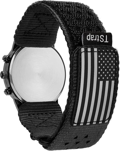 TStrap Nylon Sport Watch Band - Black Quick Release Watch Straps for Men Women - Athletic Military Smart Watch Bracelet Replacement - Correa para Reloj Hombre - 18mm 20mm 22mm