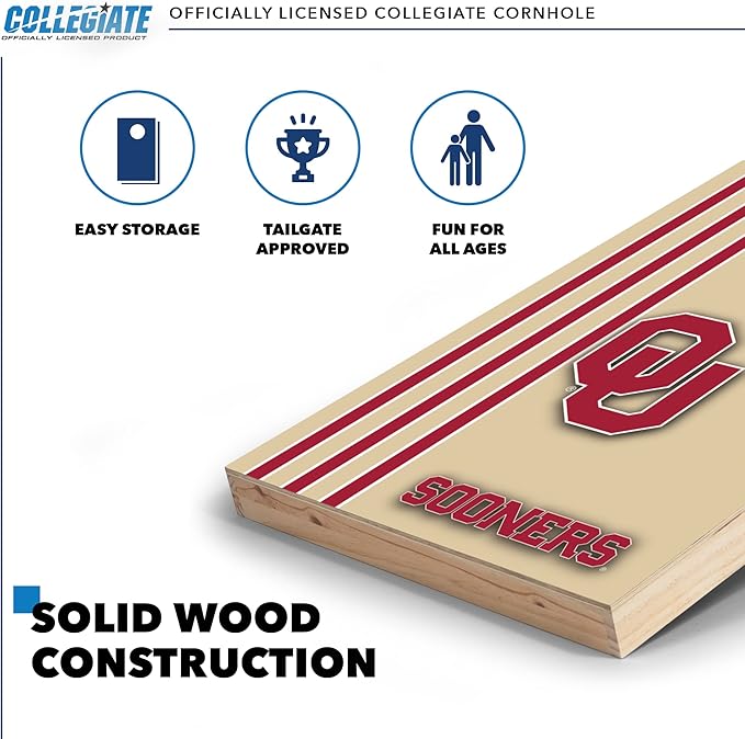 2' x 3' Solid Wood Cornhole Set with Direct Print HD Team Graphics – Great Gift for Any NCAA Fan! Bean Bag Toss Family Outdoor Games