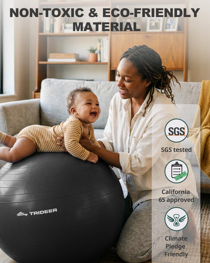 Trideer Extra Thick Yoga Ball Exercise Ball, 5 Sizes Ball Chair, Heavy Duty Swiss Ball for Balance