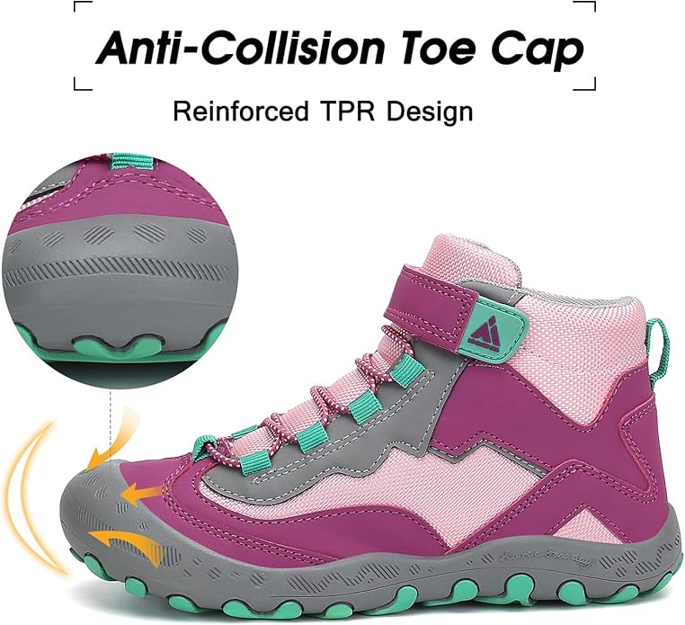 Mishansha Kids Hiking Boots Toddler Girls Boys Hiking Shoes Water-Resistant Anti-Collision Non-Slip Athletic Outdoor Trekking Boots