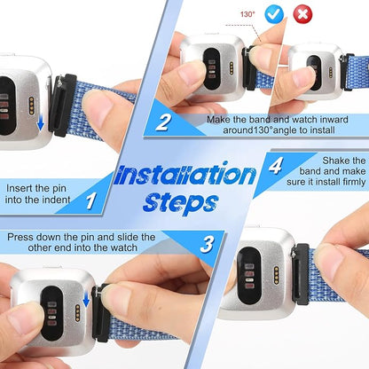 Tiptops 3 Pack Bands Compatible with Fitbit Versa 2/Fitbit Versa/Versa Lite/Versa SE for Women Men, Soft Nylon Sports Loop Replacement Wristband for Fitbit Versa 2 Straps