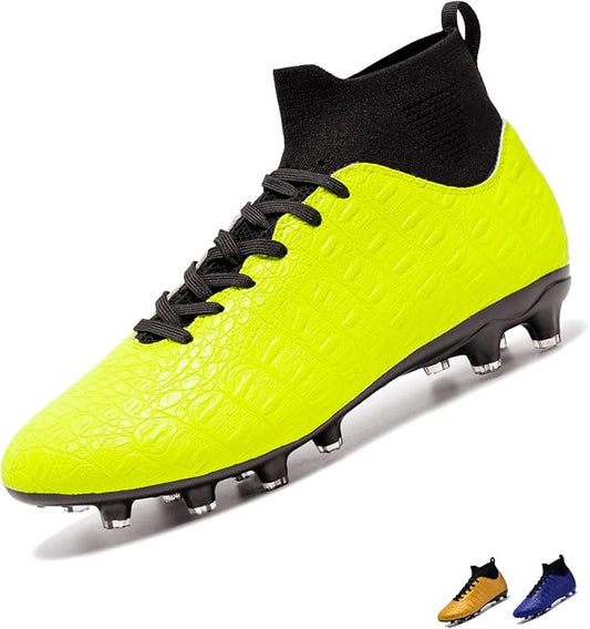 Soccer Cleats High-Top Outdoor Non-Slip Football Shoes Protection Lightweight for Firm Ground Training Breathable Fit (Size 6-13)