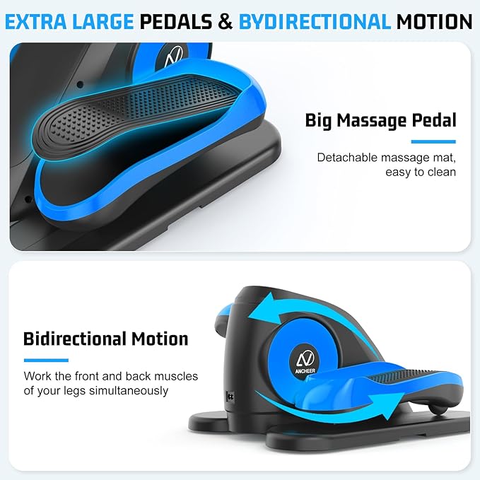ANCHEER Under Desk Elliptical, Electric Ellipse Leg Exerciser with 12 Adjustable Resistance & Speeds, P1-P12 Modes, Quiet Seated Pedal Exerciser with Remote Control, 100% Pre-assembled for Home Office
