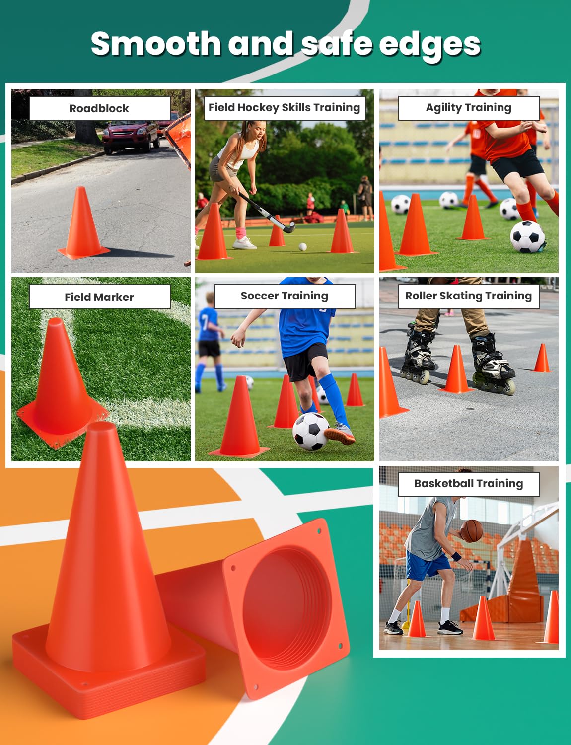 GHB Soccer Cones 7" 9" of 12 24 Pack Disc Soccer Sport Cones
