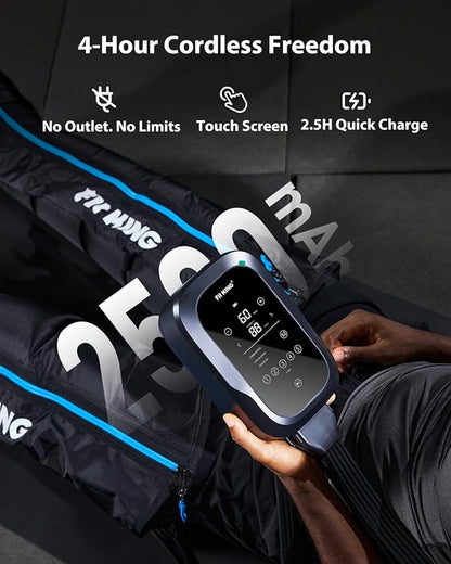 FIT KING Upgraded Leg Massager Recovery Boots, Professional Air Compression Recovery System for Circulation & Athlete-Level Fast Recovery, Cordless Rechargeable Compression Boots (Medium)