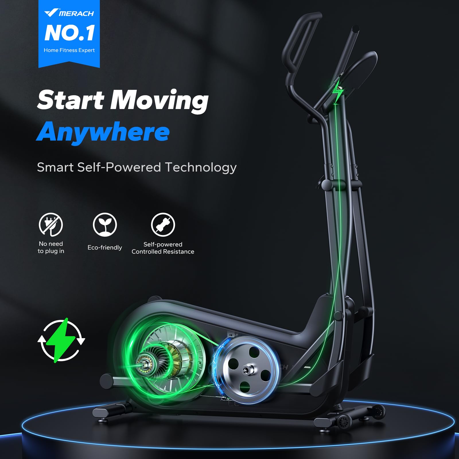 MERACH Elliptical Machine, Elliptical Exercise Machine with 19 in Stride, Hyper-Quiet Magnetic