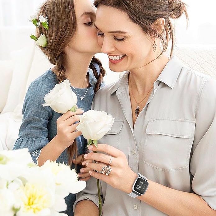 Tiptops 3 Pack Bands Compatible with Fitbit Versa 2/Fitbit Versa/Versa Lite/Versa SE for Women Men, Soft Nylon Sports Loop Replacement Wristband for Fitbit Versa 2 Straps