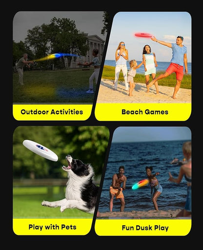 2 Pack Flying Disc, Glow Frisbee with 30 RGB LEDs, 16 Light Modes and 4 Brightness, 6-Hour Playtime, Built-in Timer & Sensor, 175g - Christmas, Birthdays Gifts for Men/Boys/Teens/Kids