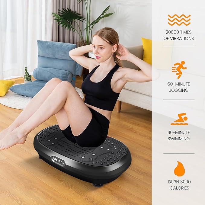 EILISON FitMaxx 3D XL Vibration Plate Exercise Machine - Whole Body Workout Vibration Platform w/Loop Bands - Lymphatic Drainage Machine for Weight Loss, Shaping, Wellness, Recovery