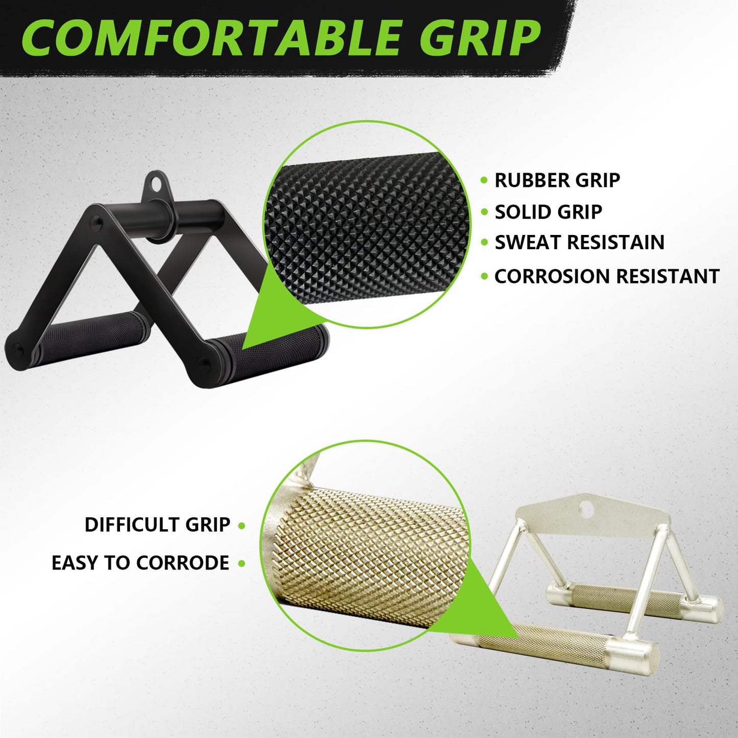 Howffite Double D Row Handle Cable Attachment V Bar Attachment LAT Pull Down Attachments Tricep