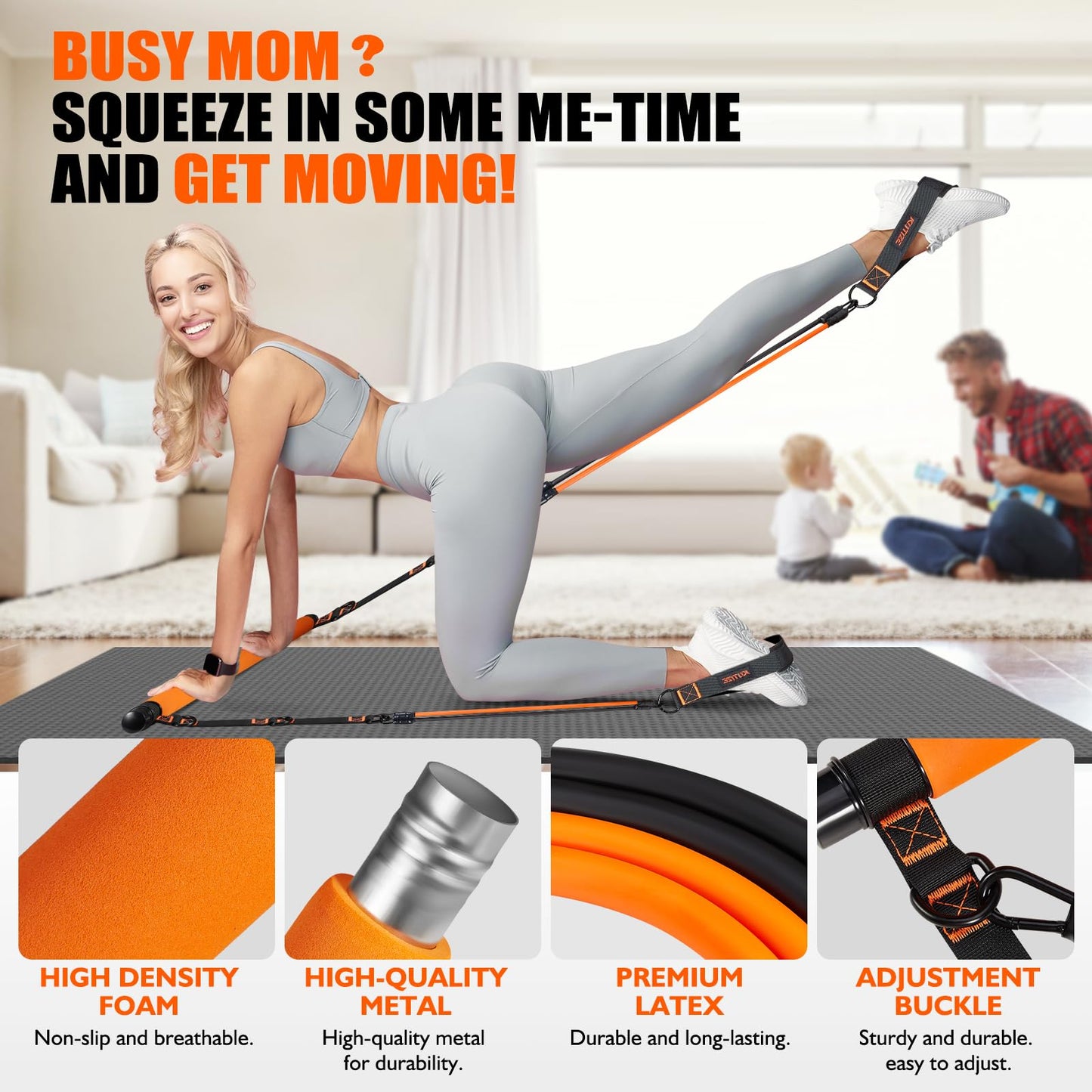 KUTIZE Pilates Bar Kit with Resistance Bands, Pilates Equipment, Multifunctional Resistance Bands