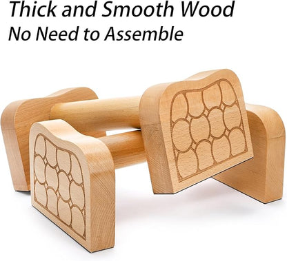 TOPZEA 2 Pcs Wooden Parallettes Push Up Bars, Solid Beech Wood Calisthenics Equipment Non-Slip Push Up Handle Stand for Handstand & Strength Training, Calisthenics, Home Gym & Floor Workouts