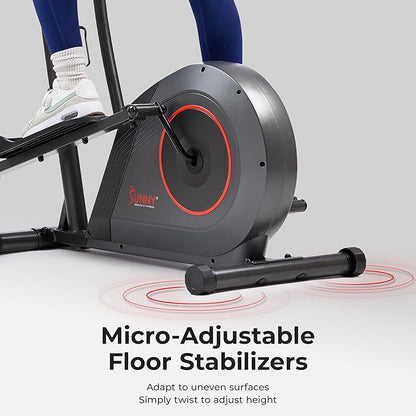Sunny Health & Fitness Smart Upright Elliptical w/Pulse Sensor Built-in, Indoor Full-Body Cross-Training & Cardio Exercise Machine for Home, Free SunnyFit App Connection, Optional Long Stride Length