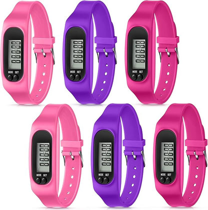 Geyoga 24 Pcs Pedometer for Walking Steps and Miles Pedometer Watch Silicone Steps Tracker Running Bracelet Ankle Step Counter for Calorie Burning and Step Counting