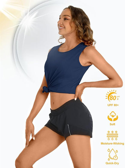 TACVASEN Women's UPF 80+ Workout Tank Top Sleeveless Quick Dry Sun Protection Hiking Athletic Gym Yoga Running Shirts