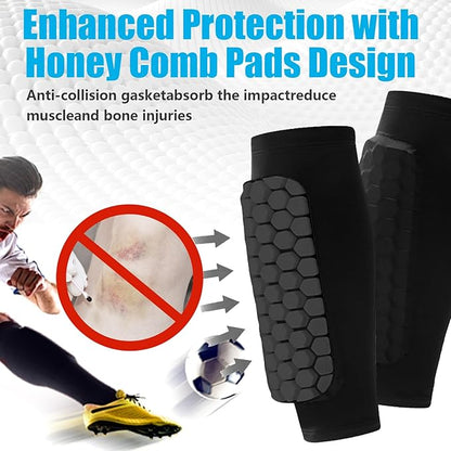 Soccer Shin Guards Shin Pads for Kids Youth Adult, Calf Compression Sleeve with Honeycomb Pads, Support for Shin Splint Baseball Boxing Kickboxing MTB
