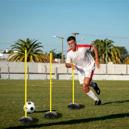 TNZMART 4.9FT Training Agility Poles Set Detachable Soccer Training Sticks Slalom Poles with 10 Disc Cones and Speed Ladder