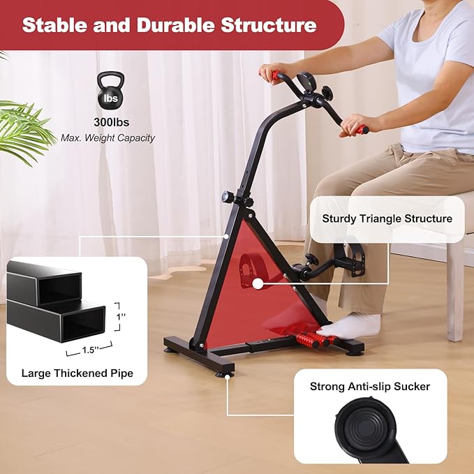 Pedal Exerciser Bike for Seniors, Hand Arm Leg and Knee Peddler Exercise Equipment, Elderly Recovery Home Exercise Bike for Total Body, Great Gift for Elderly Rehab