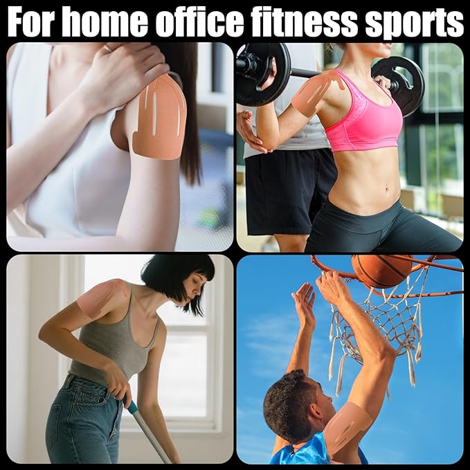 10pcs Shoulder Kinesiology Tapes, Premium Breathable Latex-Free Athletic Muscle Strips Shoulder Kinesiology Tapes Precut Strips for Home Office Fitness Sports