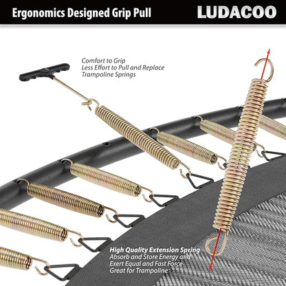 3.5"-8.5" Trampoline Springs, Heavy Duty Stainless Steel Trampoline Accessories with Swivel & Straight Hooks, Universal Trampoline Replacement Parts Includes T-Hook Tool, 12-48 Pack