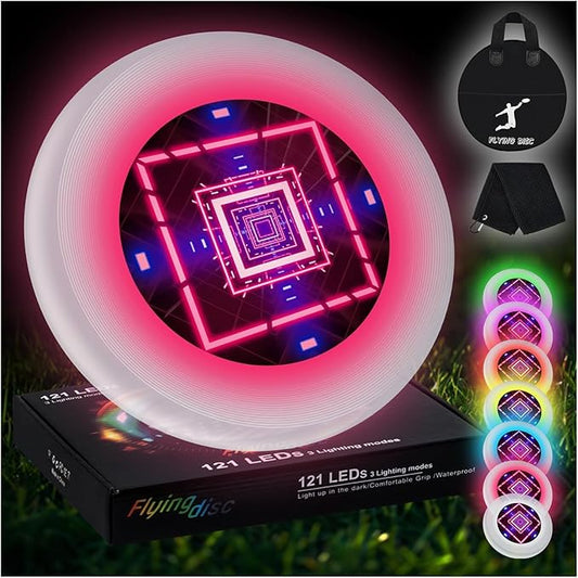 49LEDs Flying Disc with 16 Million Color RGB, 3 Modes+Rechargeable+Waterproof+175g, Cool Sports and Outdoors for Parks/Camping/Beach/Backyards,Easter & Birthday Gifts for Teens/Kids/Adults